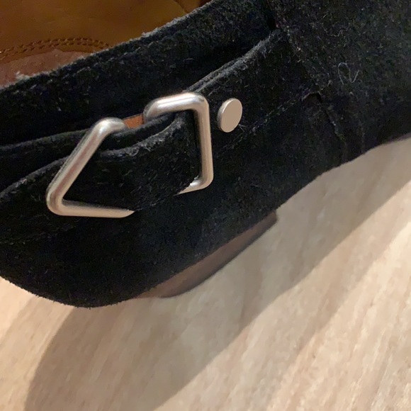 Franco Sarto western style low heel suede booties with buckle - Picture 3 of 8